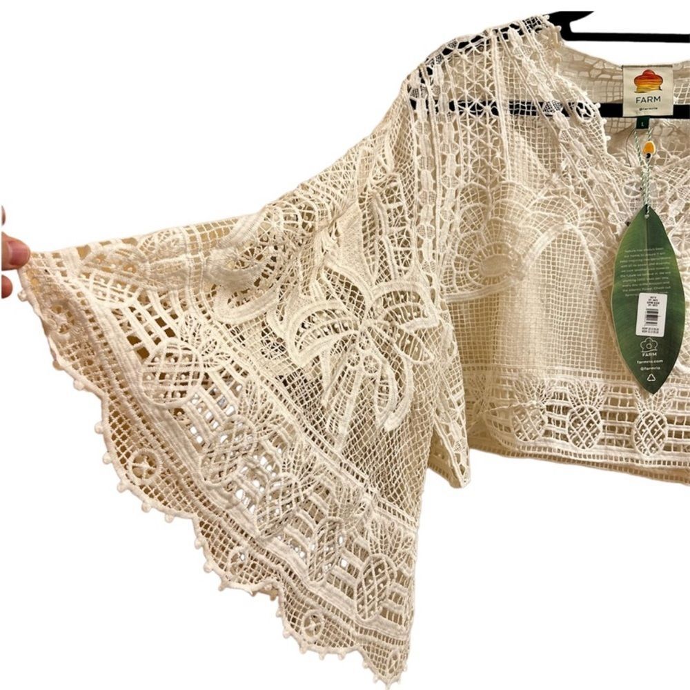 Farm Rio NWT Boho Cropped Guipure Lace Blouse Size small - Picture 11 of 14